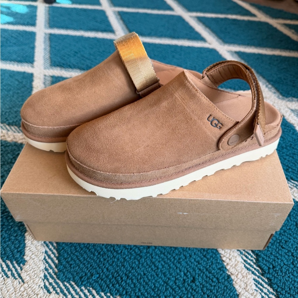 NEW & NEVER WORN - UGG Chestnut Brown Suede Slingback Platform Clog